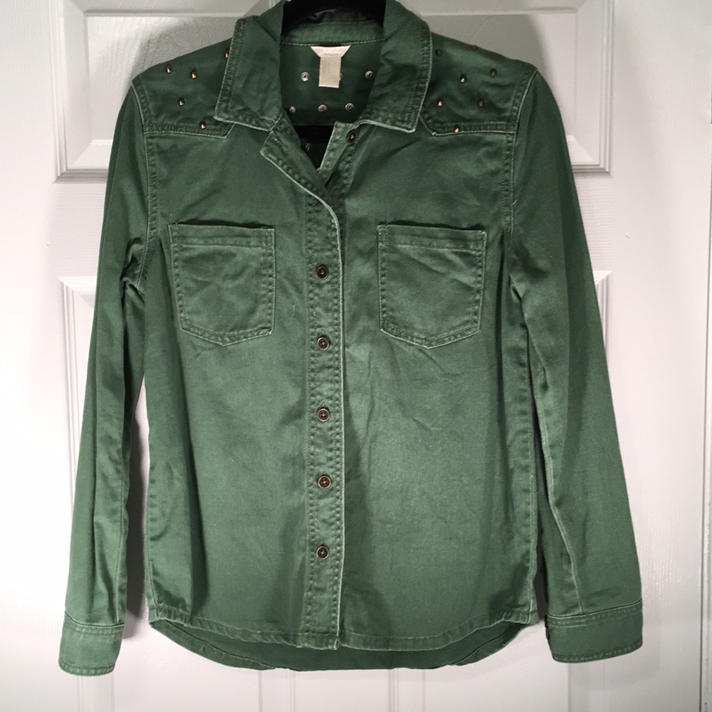 Forever 21 Los Angeles Green Denim Top w/ Stud